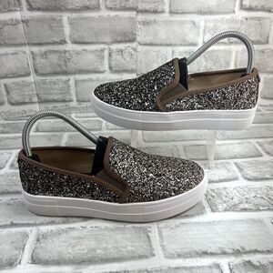 Feversole Women's 37.5- 7 US Glitter Brown Slip-On Casual Lifestyle Sneaker